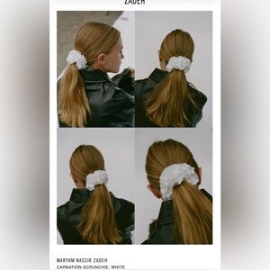 Maryam Nassir Zadeh White Carnation Silk Scrunchie SOLD OUT Hair Accessory MNZ